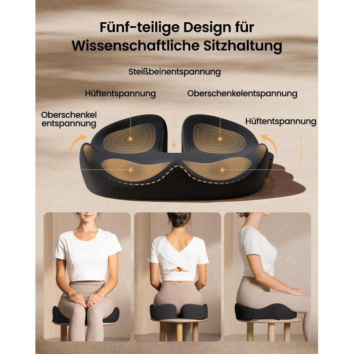 Ортопедична подушка для сидіння ProtoArc для офісного крісла: Memory Foam, рівномірний розподіл тиску, комфорт для офісу, авто, інвалідного візка, чорний, велика