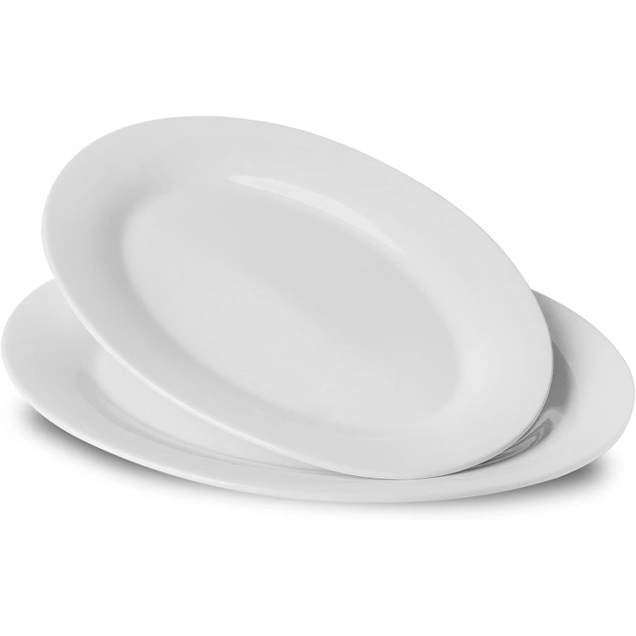 UIBFCWN Porcelain Serving Platter Set of 2, 35.5 X 23.3 cm, Oval Large Serving Tray Set, Ceramic Serving Plates/Dinner Plates for Buffets, Sushi, Cakes, Meat, Fish, Appetizers at Home/in Restaurants