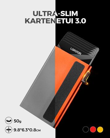 Чоловіче картхолдер LORZOR з магнітною застібкою, RFID захистом, відділенням для монет, на 10 карт, оранжевий