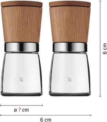 Набір для солі та перцю WMF Ceramill Nature (2 шт.), дерев'яна, без наповнювача, для солі, перцю, чилі, керамічний жорно, млин для спецій