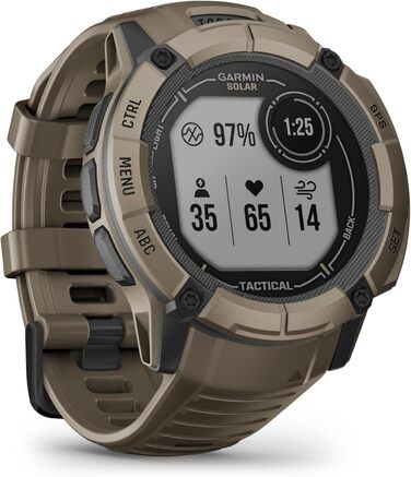Garmin Instinct 2 Solar Tactical – GPS-годинник з безмежним часом роботи, 40+ спортивних функцій, оплата, аналіз сну (50 мм, Coyote Tan)