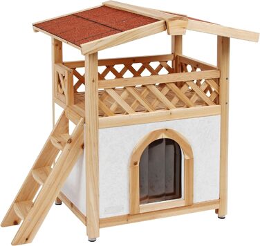 Будинок для котів Kerbl Tyrol Alpin: садовий будиночок з оглядовою платформою та сходами, стійкий до погодних умов