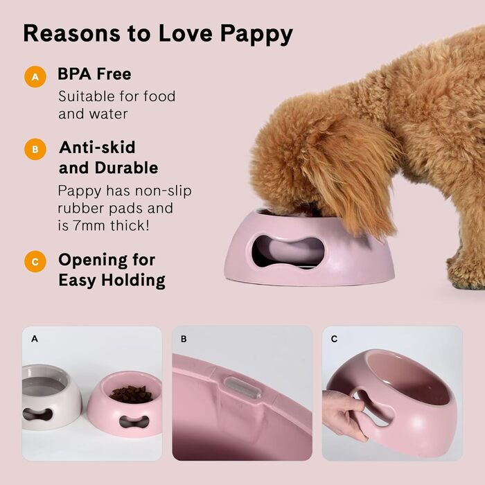 Миска для собак UNITED PETS Pappy, екологічна, зроблена в Італії, 1100 мл (Рожева, S)