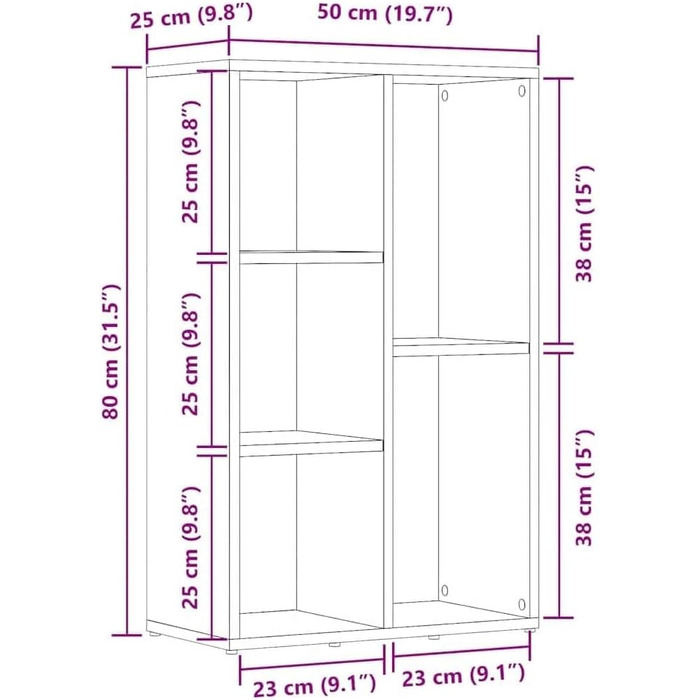 VidaXL Artisan Oak Bookshelf - 50x25x80 cm