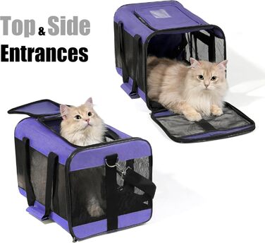 Транспортна переноска для собак та котів HITSLAM, складана, фіолетовий колір, розмір M (середній/великий), для авіаперельотів