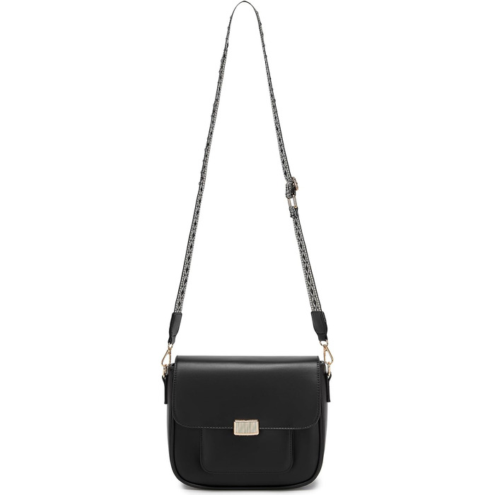 Сумка жіноча Miss Lulu середнього розміру через плече, екошкіра та замша, вінтажний стиль, чорна (2513)