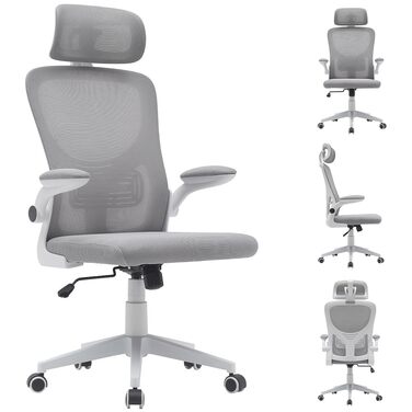 Офісне крісло BAKAJI, сірий, сітка нейлон (56 x 116-126 см)