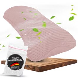 Подушка для ванни з сіткою для прання - Максимальний комфорт та релаксація з технологією Air Mesh. Подушка для ванни з 4 міцними присосками. Підтримка шиї та голови (рожева)