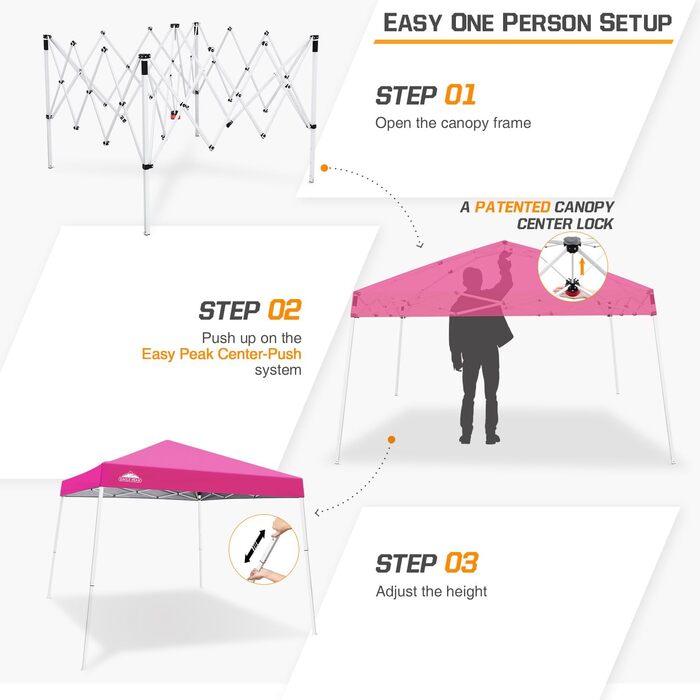 EAGLE PEAK 3x3m Event Tent with Slanted Legs, Pop-up Pavilion for Outdoor Use, UV Protection 50+, Waterproof, Foldable, Folding Pavilion for Camping, Garden, Party, Dark Blue (Polyester Alloy Steel)