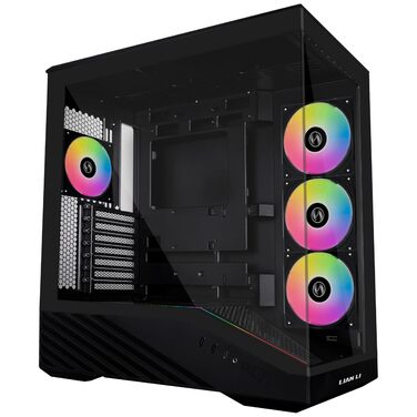 Корпус для ПК Lian Li Vector V100 чорний – ATX Midi Tower з темперованим склом, RGB-підсвічуванням, 4 x 120 мм вентилятори, підтримка радіатора 360 мм, GPU до 415 мм, сумісний з Back Connect