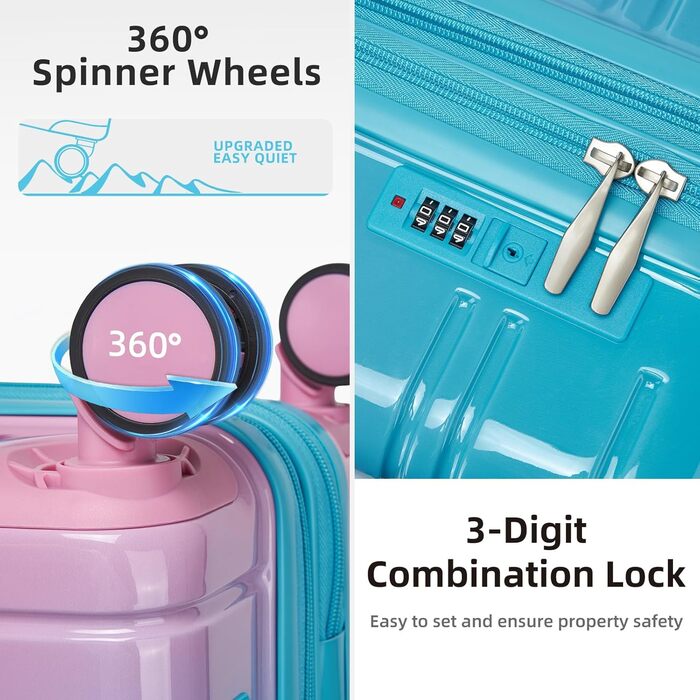 Набір валіз LARVENDER 5-ти частинний, з жорсткого корпусу, розширюваний, з кодовим замком, (Cotton Candy)