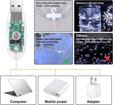 Ланцюжок прикрас Vicloon, 10 м, 100 LED, з пультом та таймером, 8 режимів, IP65, вологостійкий, теплий білий, для дому та вулиці, для вечірок, святкування, Нового року