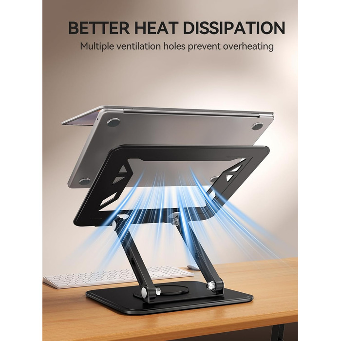 Підставка для ноутбука на стіл Tounee, регульована, 360° обертання, ергономічна, для MacBook Pro, Air та ноутбуків 10-16 дюймів – чорна