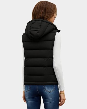 Жіноча жилетка короткої моделі, елегантна безрукавка, тепла зимова куртка з капюшоном, легка степна жилетка, чорний колір, розмір M