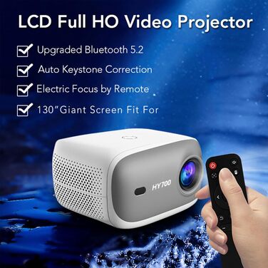 LQWELL HY300 PRO Mini Beamer: портативний проєктор 4K/1080p з Android 11, WiFi 6, Bluetooth 5.0, Airplay/Miracast, для Android/iPhone/PC/Mac/Switch