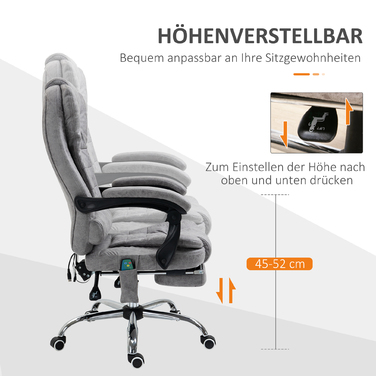Vinsetto Office Chair with Massage Function, Ergonomic Desk Chair with Recline and Heat Function, Remote Control, Gray