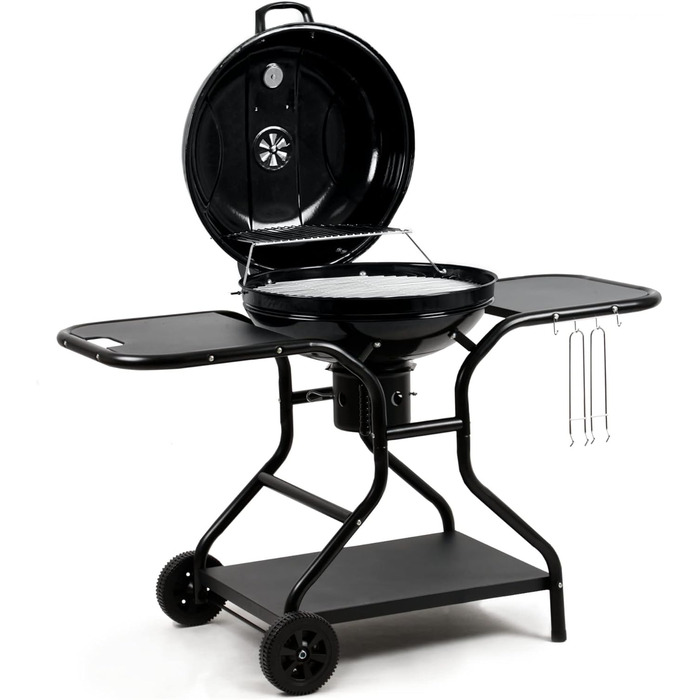 Кульовий гриль BBQ-Toro Ø57 см з полицею та підйомником решітки, для барбекю, круглий вугільний гриль з кришкою, площа грилю Ø54,5 см