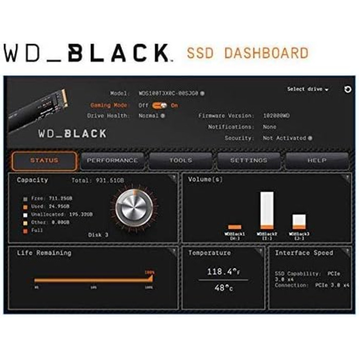 SSD накопичувач WD Black SN750 1TB NVMe PCIe Gen3 - ігровий, чорний