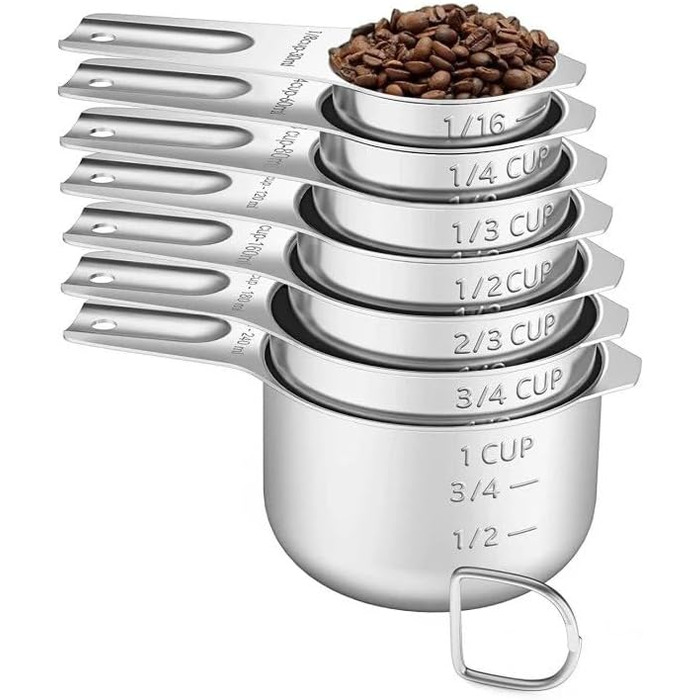 7-Piece Measuring Cup Set, Stainless Steel Nesting Measuring Cups