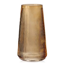 Скляна ваза Dekovase Glas з жолобками - сучасний дизайн для дому, офісу та декору весіль (20 см, Amber)