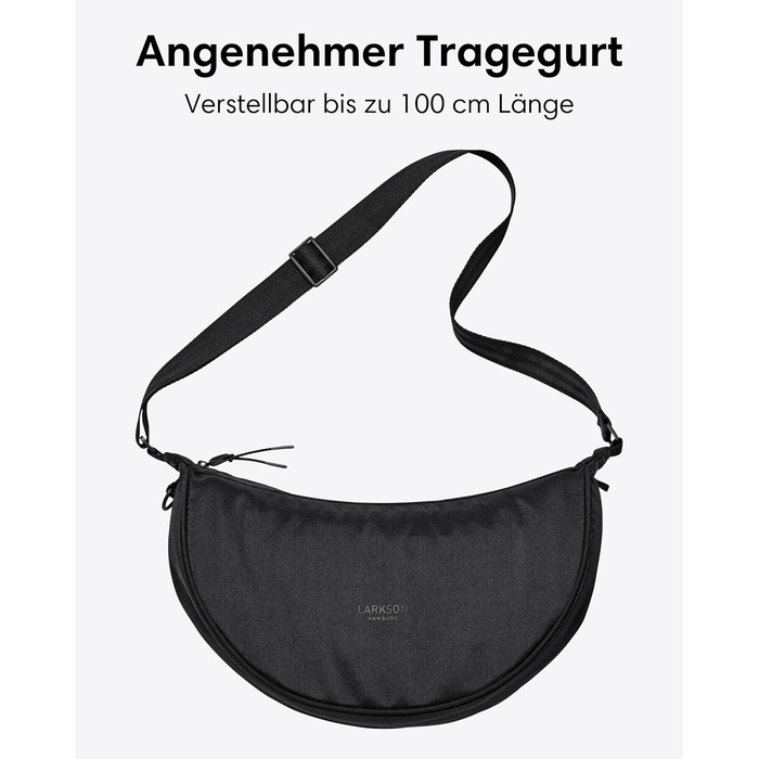Сумка через плече LARKSON Solveig Medium чорна - Водовідштовхувальна напівмісячна сумка 6.5 л для жінок та чоловіків
