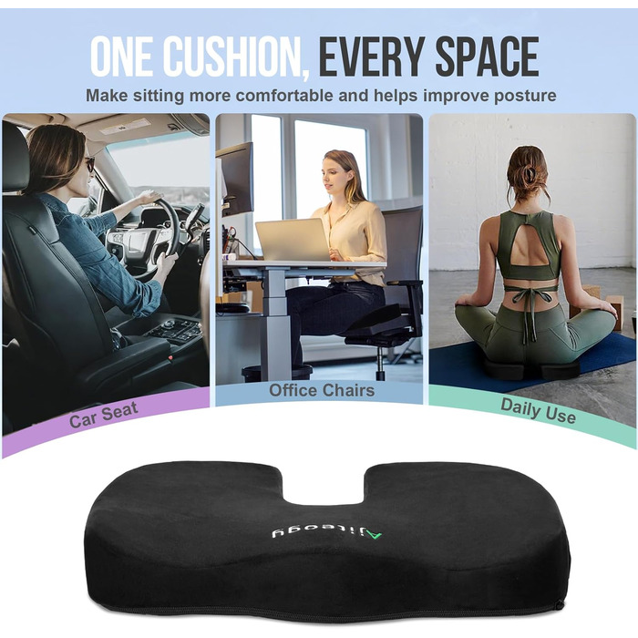 Подушка з піни Memory Foam для офісного крісла, авто та геймерського стільця - ортопедична підтримка спини