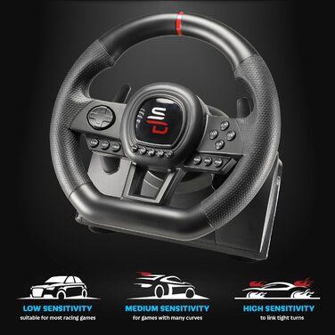 Superdrive SV650 Racing Wheel: Руль для гонок з педалями та перемиканням передач - сумісний з Xbox Series X/S, Switch, PS4, Xbox One, PC, PS3 (програмований)