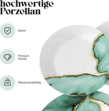 Сервіз Baroni Home на 6 осіб: 18 предметів з порцеляни, стиль мармур