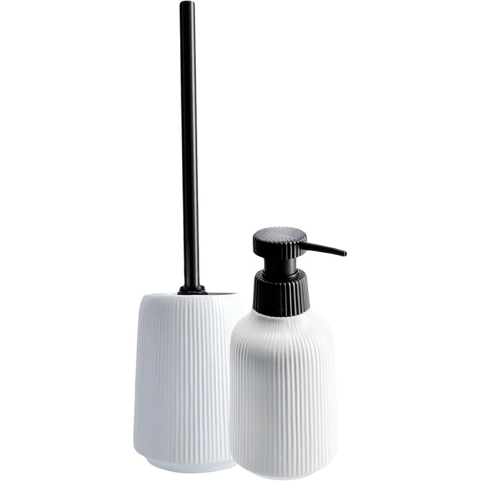 KADAX Bathroom Accessories Set, Modern Bathroom Accessories, Ceramic Bathroom Accessories, Bathroom Accessories (White: Toothbrush Holder, Soap Dispenser, Toilet Brush) (White - Soap Dispenser, Toilet Brush, 2)