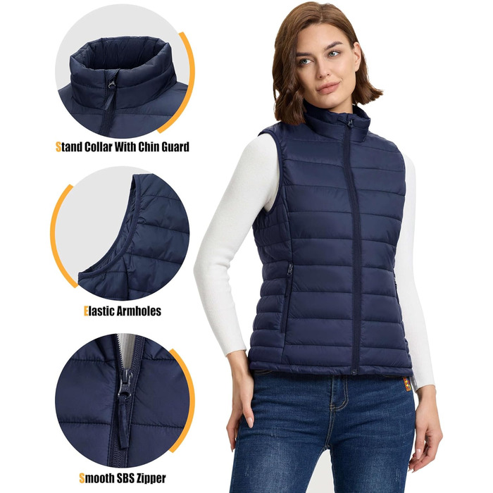 Жіноча степна жилетка Outdoor Ventures: тепла, для туризму та велоспорту, з капюшоном, темно-синя, розмір S