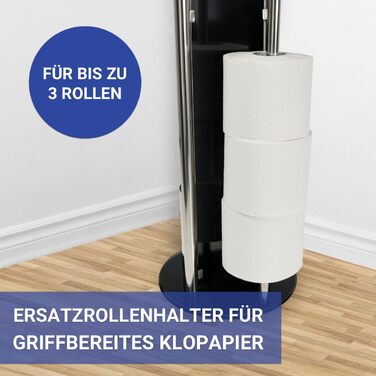 Набір для туалету WENKO Ravina 3в1 з нержавіючої сталі (тримач туалетного паперу, щітка, тримач щітки), 20 x 70 см, сріблястий/чорний