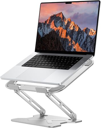 Adjustable Laptop Stand for Desk - Portable Aluminum Laptop Riser - Fits HP 10-16 Inch Laptops (Silver)