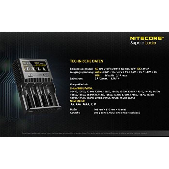 Зарядний пристрій Nitecore SC4 4-канальний для Li-Ion, NiMH, NiCd акумуляторів з LCD-дисплеєм