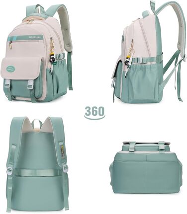 Дитячий рюкзак для школи: водонепроникний, нейлон, кілька відділень, легкий, для дівчаток та хлопчиків, для подорожей та спорту (зелений)