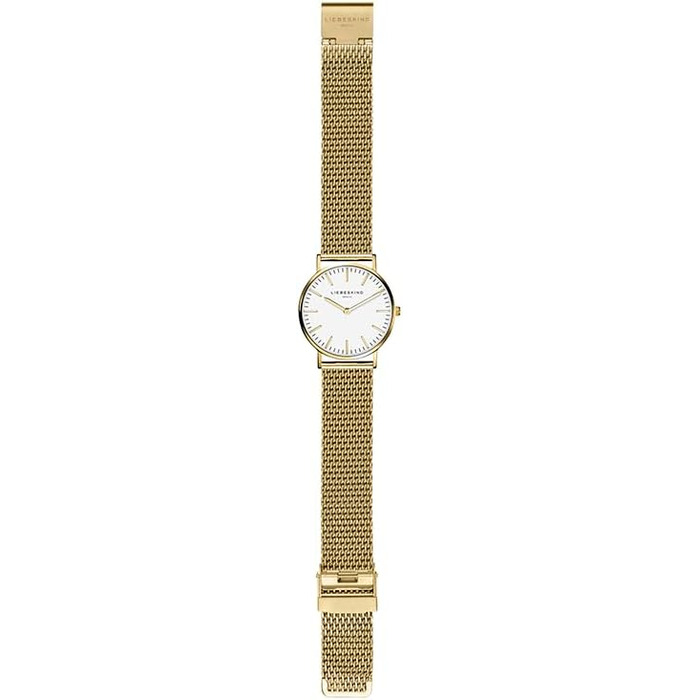Годинник жіночий Liebeskind Berlin – круглий кварцовий годинник 34 мм – сітчатий ремінець – водостійкий 5 ATM – сучасний та елегантний – доступний у різних кольорах: золото / білий