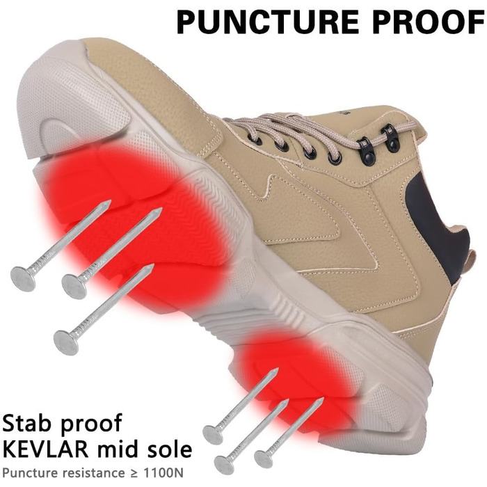 Черевики безпеки OFF-CUP для чоловіків та жінок, водонепроникні, зі сталевим підноском, робочі черевики, черевики з захистом від порізів, антиковзкі, легкі, середньої висоти, шкіряні, кольору хакі, розміри 40-44 (45)