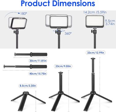 LED відеосвітло UBeesize 2 шт. з регульованою яскравістю, штативом та фільтрами для відеоконференцій, стрімінгу та YouTube