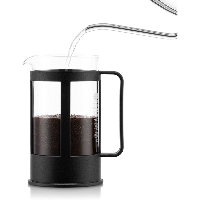Bodum Kenya Френч-прес для кави - 1л, 8 чашок, з боросилікатного скла та нержавіючої сталі, миється в посудомийній машині, Made in Portugal, чорний