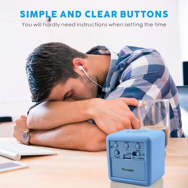 Цифровий туристичний годинник Plumeet з будильником, нічним світлом та великим дисплеєм (блакитний)