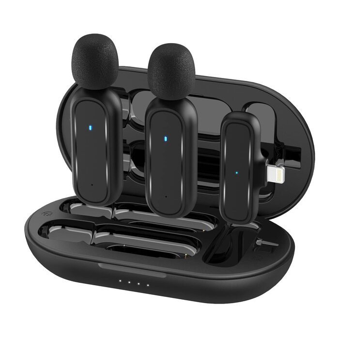 Мікрофон Lavalier Moman Handy Mini (Lightning) з шумозаглушенням та зарядним кейсом для iPhone, Vlog, Live-Streaming, YouTube, TikTok (жовтий)