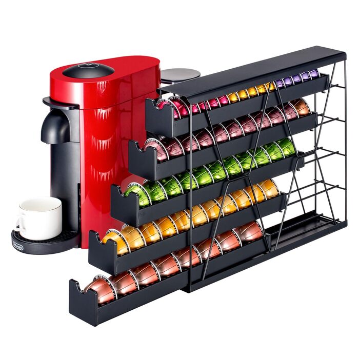Органайзер для капсул Nespresso та Vertuo FlagShip, металевий, чорний - на 30+ капсул, 3-ярусний