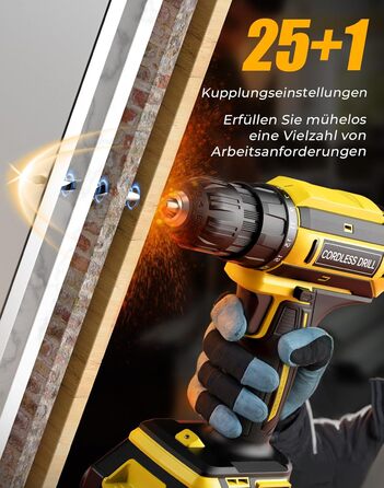 Акумуляторний шурупокрут/дрель 20V, 56 шт. у комплекті, 42Nm, LED-підсвічування, для дому та ремонту