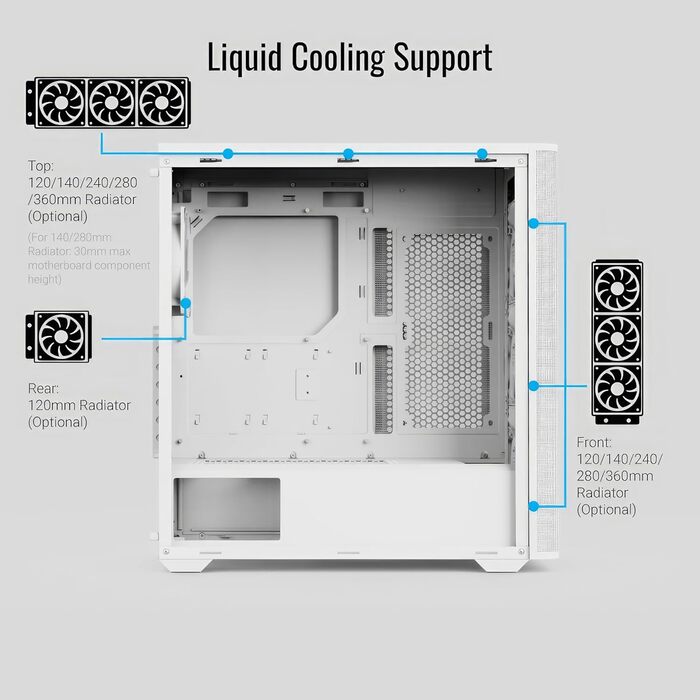 Корпус для ПК Aerocool D502A Mid-Tower: сітка Airflow, 4 RGB-вентилятори, підтримка ATX/Micro-ATX/Mini-ITX, скло, білий колір
