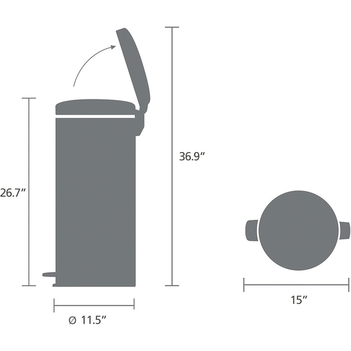 Відро Brabantia Treteimer 30L, мінеральний червоний, сталь, пластик