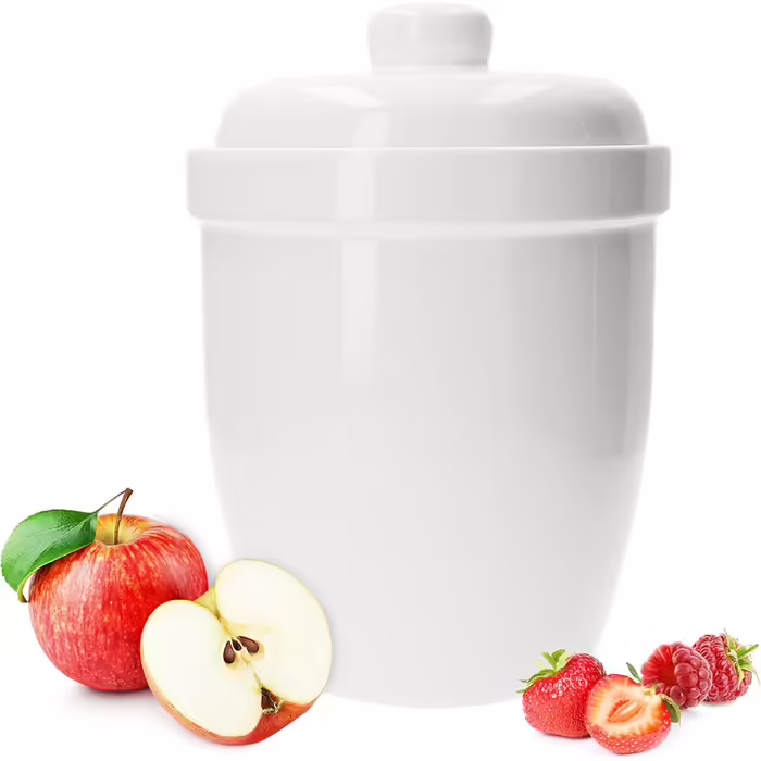 MamboCat Rumbar Rumtopf Modern Stoneware Vessel with Lid | Sauerkraut Pot Fermentation Pot Kimchi | Cucumber Pot Multi-Purpose Pot | Storage Container for Rumtopf Fruit | Stoneware Pot 4.8 Liters