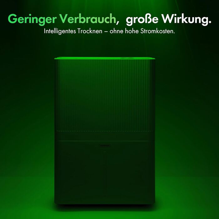 Електричний осушувач повітря VonHaus 20л/24г з Wi-Fi, для підвалу та кімнат до 20м², з таймером та шланг для зливу, сумісний з Alexa & Google Home