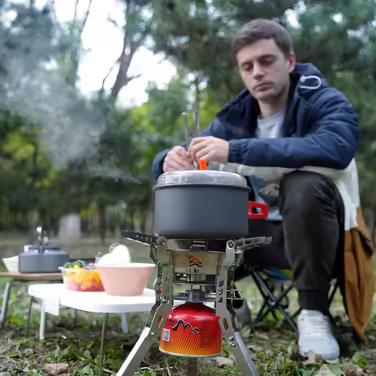 Bulin Camping Cookware Set, Outdoor Camping Cookset Aluminum, Camping Pots and Pans for 1-2-4-6 People Picnic Camping Hiking