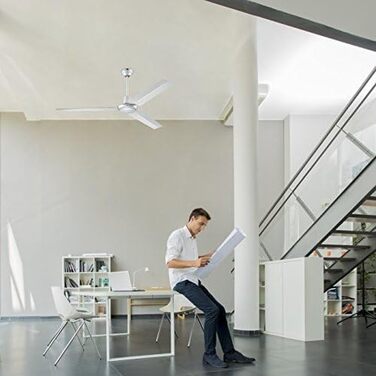 Промисловий вентилятор стельовий 142 см з трьома лопатями, сріблястого кольору (72501)