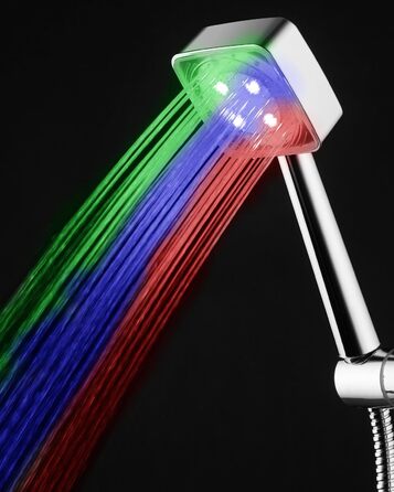 JINYOMFLY LED Shower Head with Lights, Shower Head with LED Lighting, 15CM Shower Head Color Changing, 3 Shower Modes Shower Sprinkler Light, Shower Head Light with Liquid Silicone Nozzle (Square)