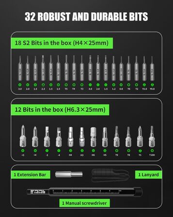 Електрична викрутка 36 в 1, міні-набір, акумуляторна викрутка з бітами H4, H6.3, 4 моменти, 1500mAh, інструмент для ремонту телефонів, окулярів, годинників, ноутбуків GS-Y08